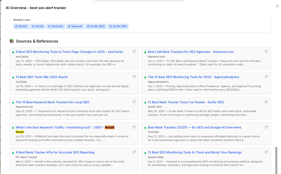 Pageradar provides complete Google AI overviews summary and analysis